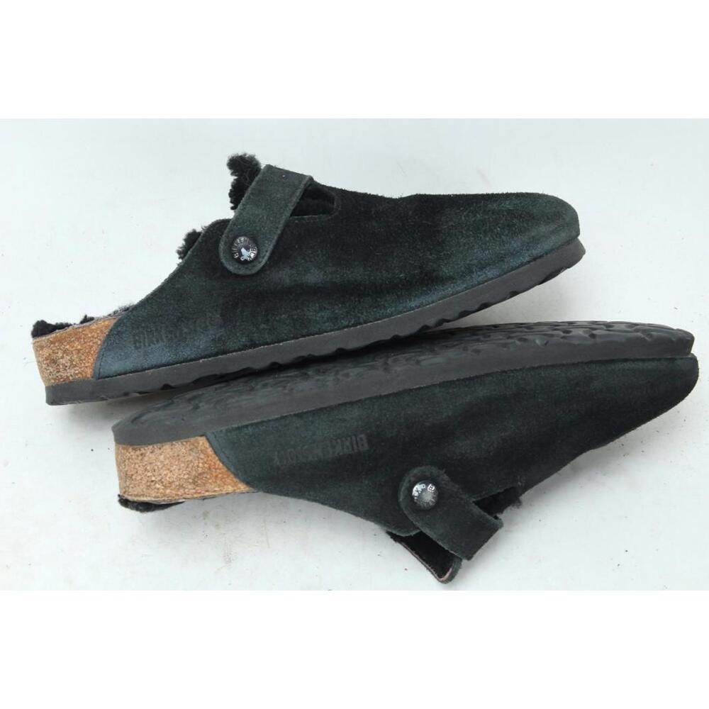 Birkenstock Boston Shearling Clogs Shoes Slip On Black Suede Women's 39 / 8 - Picture 8 of 12